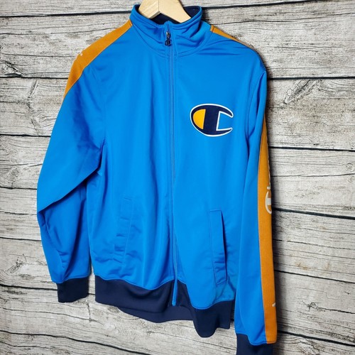 VTG CHAMPION Blue Yellow Retro Full Zip Jacket Size M | eBay