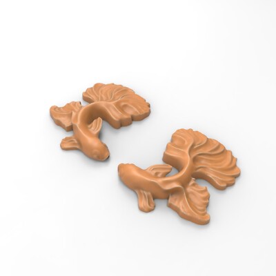 STL File Pair Graceful Koi Goldfish Serene Wall Bas Relief Sculpture Ornament
