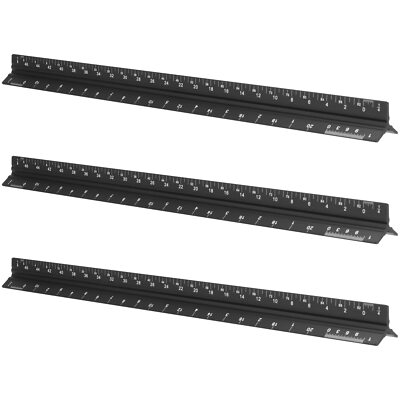 3 Pack Architectural Scale Ruler, 12 Inches Imperial Aluminum Architect Scale...