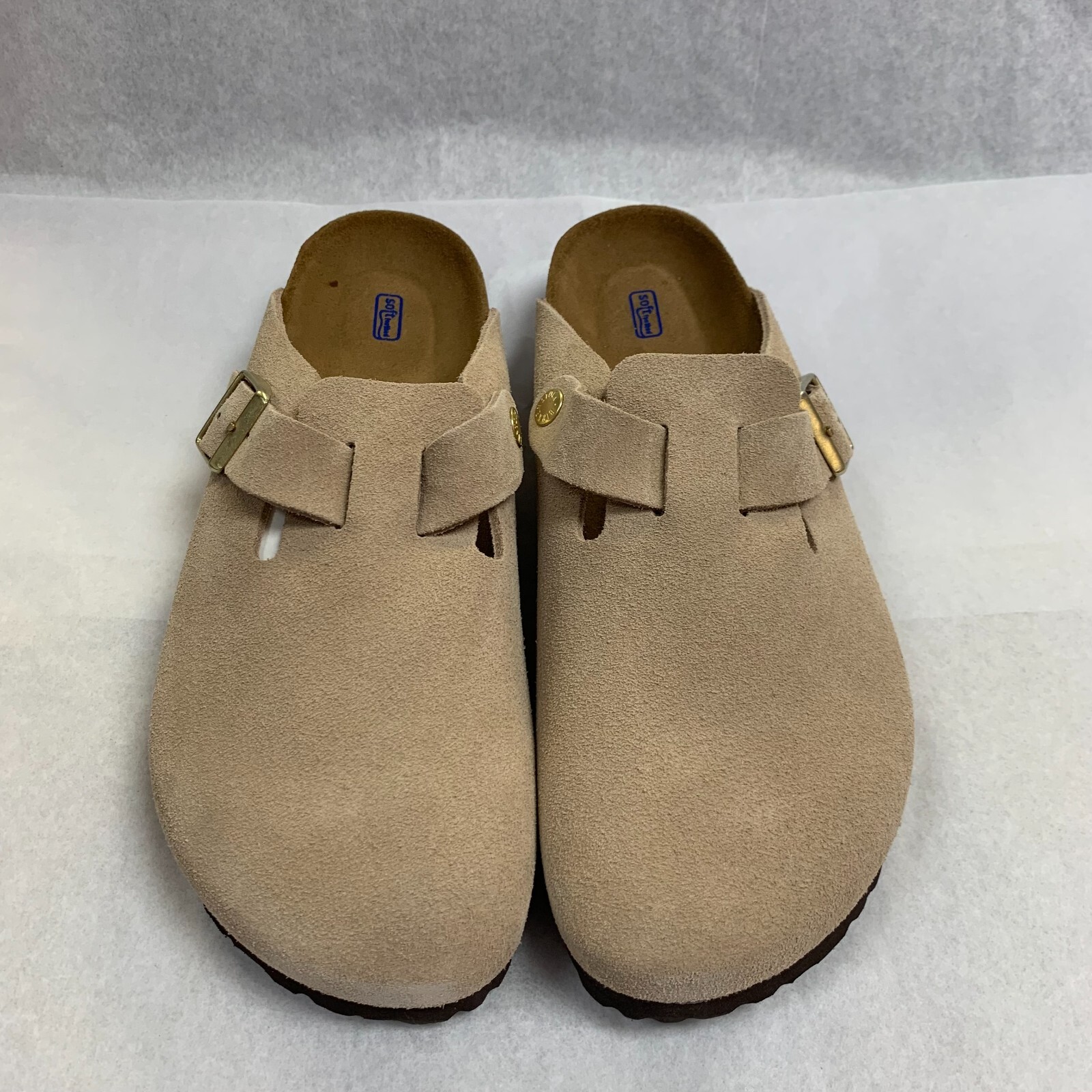 Birkenstock New w/ Box Boston Nude Suede Leather Soft