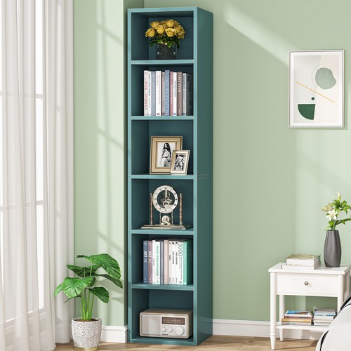 6-Tier Tall Narrow Bookcase Bookshelf Storage Cube for Home Office Living Room