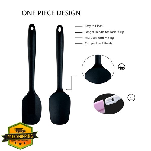 Silicone Spatula Set 6 Pc Black Heat Resistant Up to 480°F