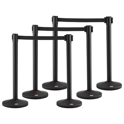 VEVOR Crowd Control Stanchion Barrier 6-Pack with 3PCS 6.5FT Belt Fillable Base