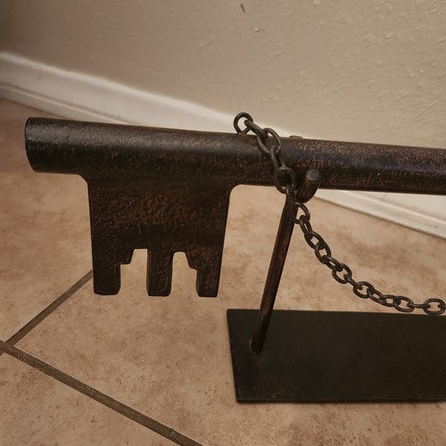 RARE NEW Pottery Barn Metal Key On Stand Decorative Object