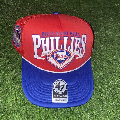 Philadelphia Phillies  47 Trucker Hat Mens Veterans Stadium Red Blue New (h1)