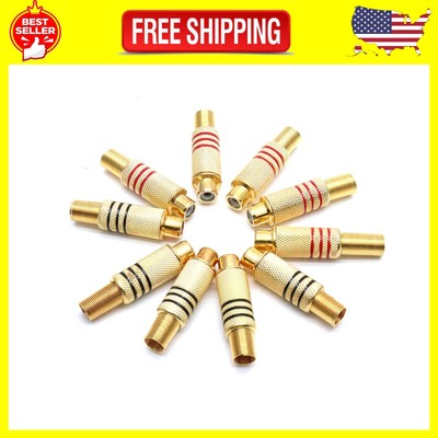 RCA Female Plug Screws Audio Video in-Line Jack Adapter Gold Plated Solder Ty..