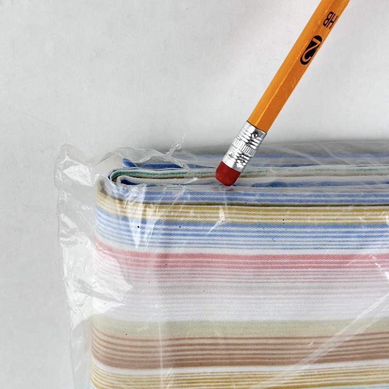 NIP vintage 70s FAMOUS MAKER STRIPED FLAT SHEET muslin luxury blend 80s USA NOS