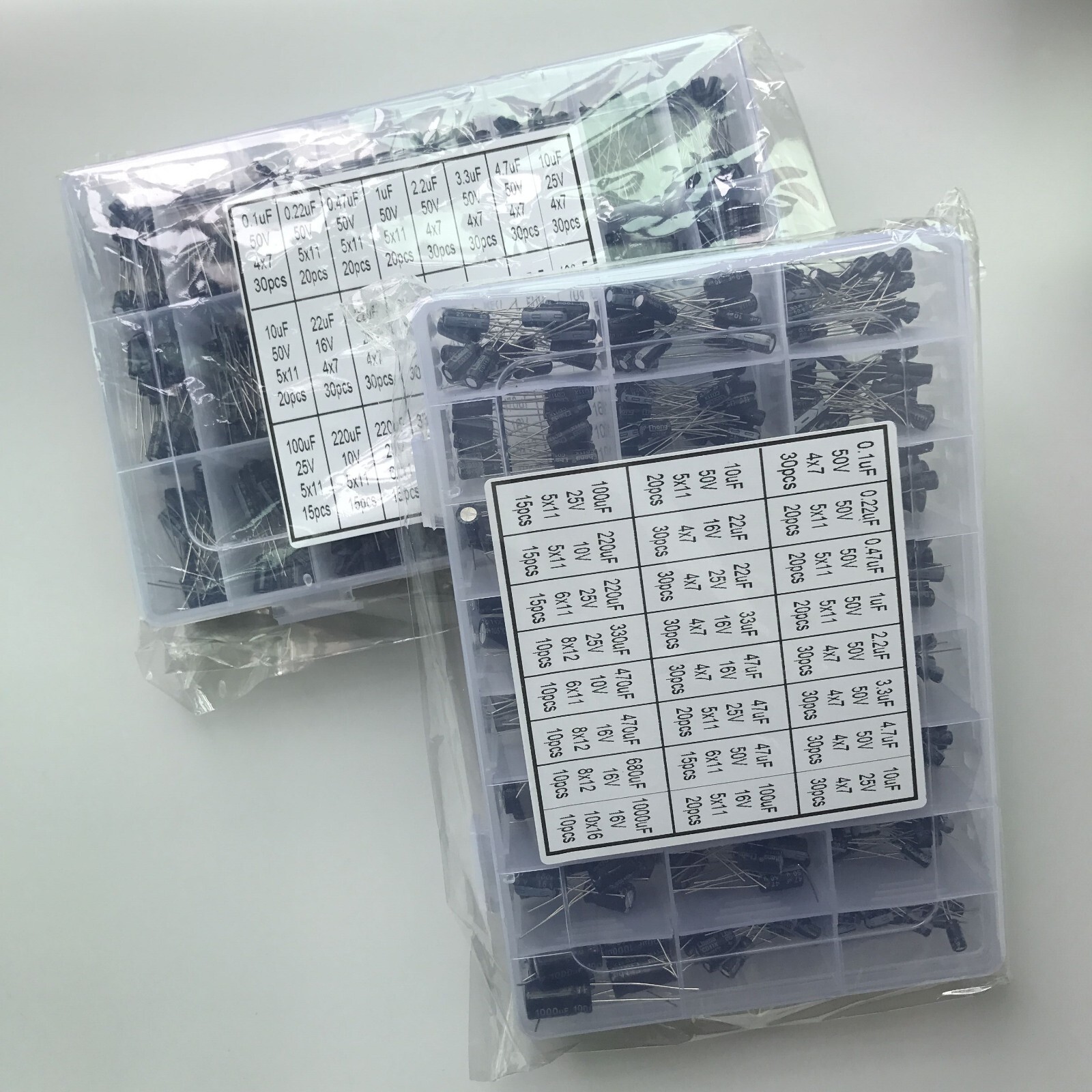 500pc Radial Electrolytic Capacitor Assortment Kit 24 Value 0.1uF-1000uF 10V-50V