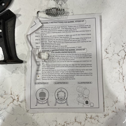 US Stove Barrel Camp Stove Kit Rustic Heavy-Duty Cast-Iron Portable 6 In. Flue