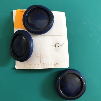 Vtg 3 Large Dark Blue Navy Buttons Sculpted Rims Shank 1-1/8  Le Chic?