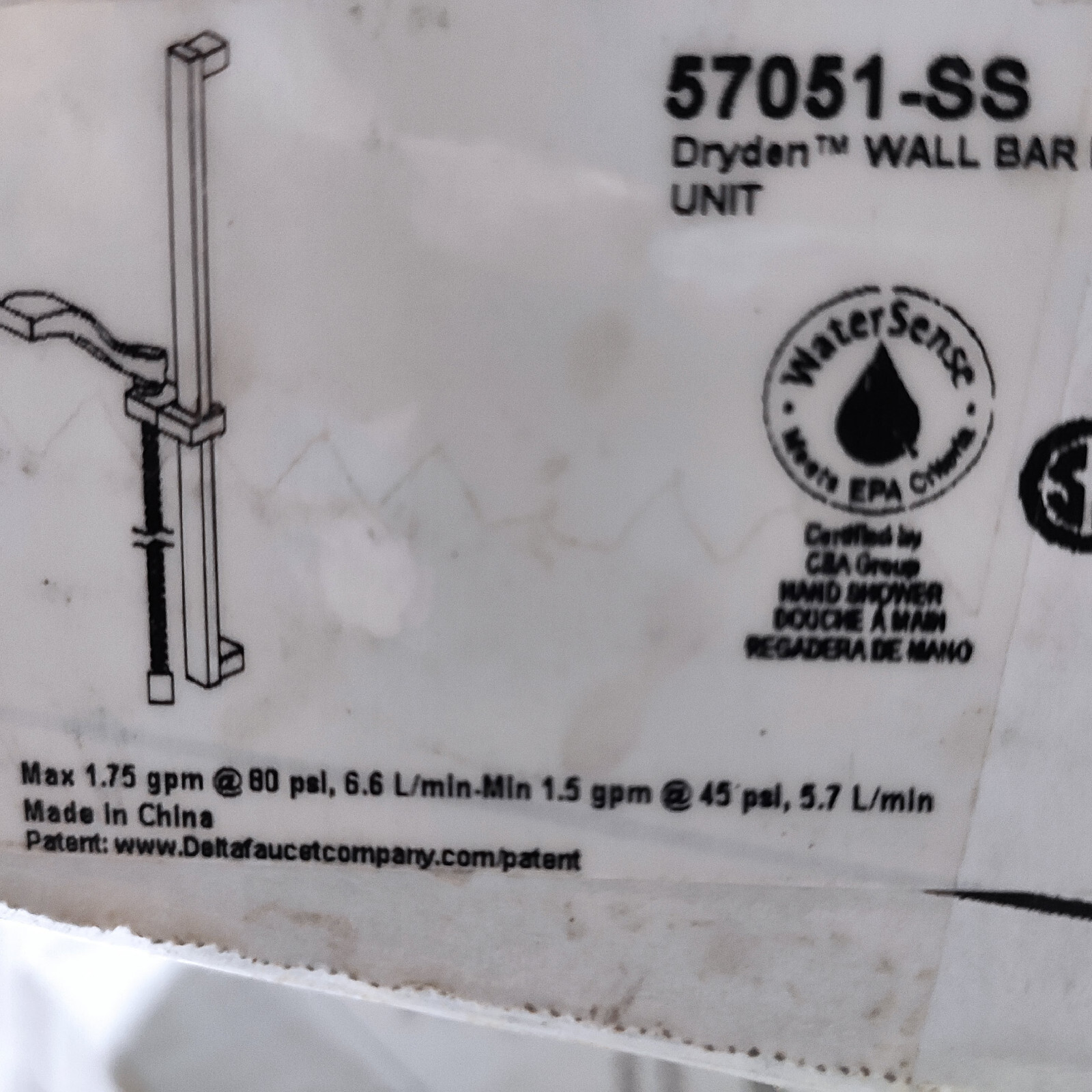 Delta 57051-SS Dryden Premium Single-Setting Slide Bar Hand Shower in Stainless