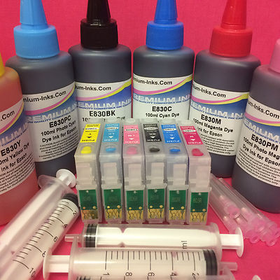 REFILABLE REUSABLE EMPTY ARC CARTRIDGES + INK FOR EPSON STYLUS PHOTO R285 R 285