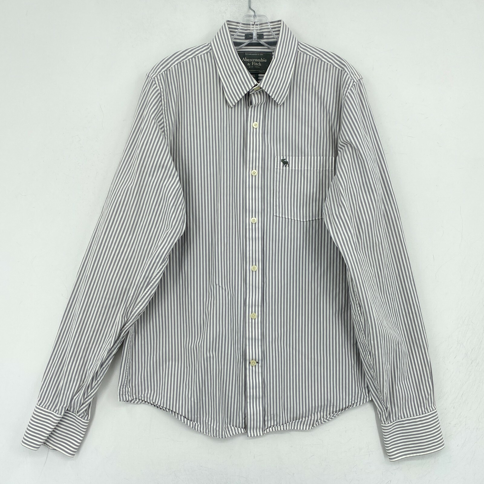 Abercrombie & Fitch Muscle Shirt Mens XL Gray White Striped