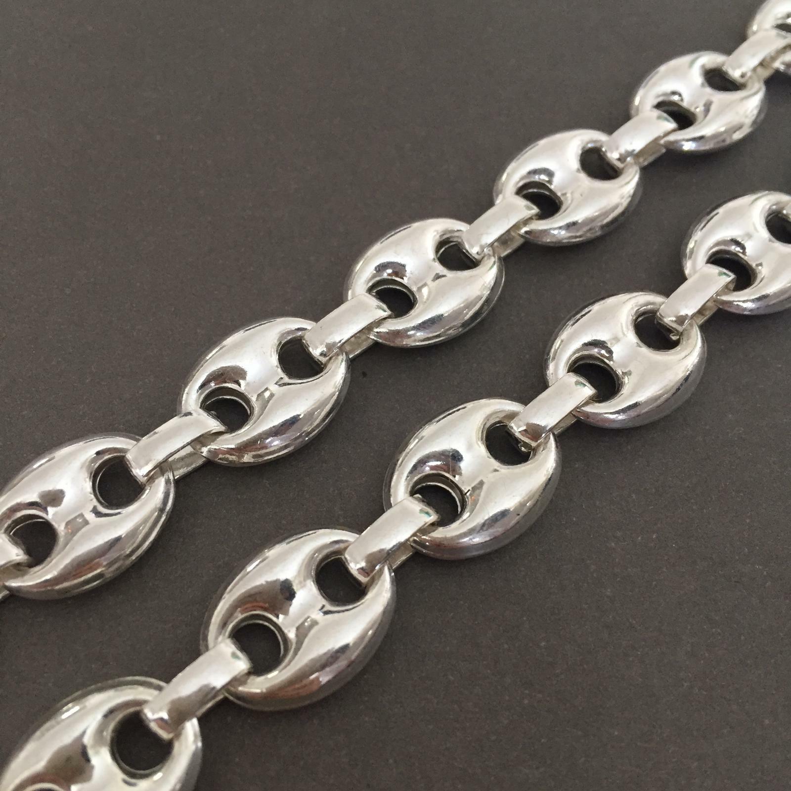 Pre-owned Handmade Mens Mariner Puffed Link Chain Necklaces 14mm 69gr 925 Silver Sterling 26inch