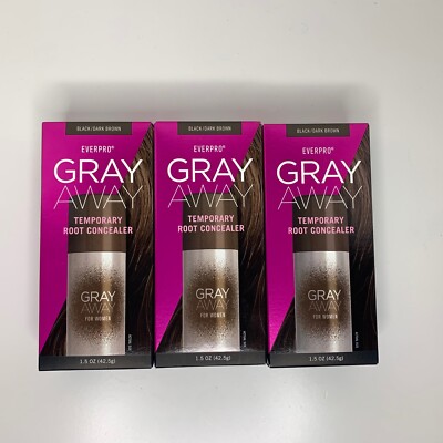 (3) Everpro Gray Away Temporary Root Concealer BLACK / DARK BROWN Women 1.5oz