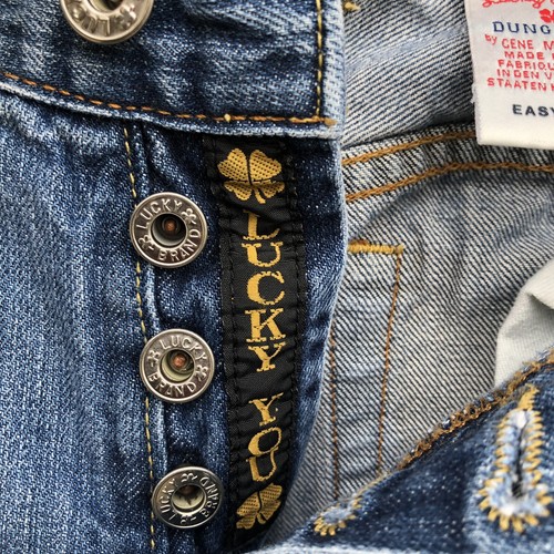 LUCKY BRAND Jeans Easy Rider Dungaree 6/28 X 40 Long Distressed Blue 325