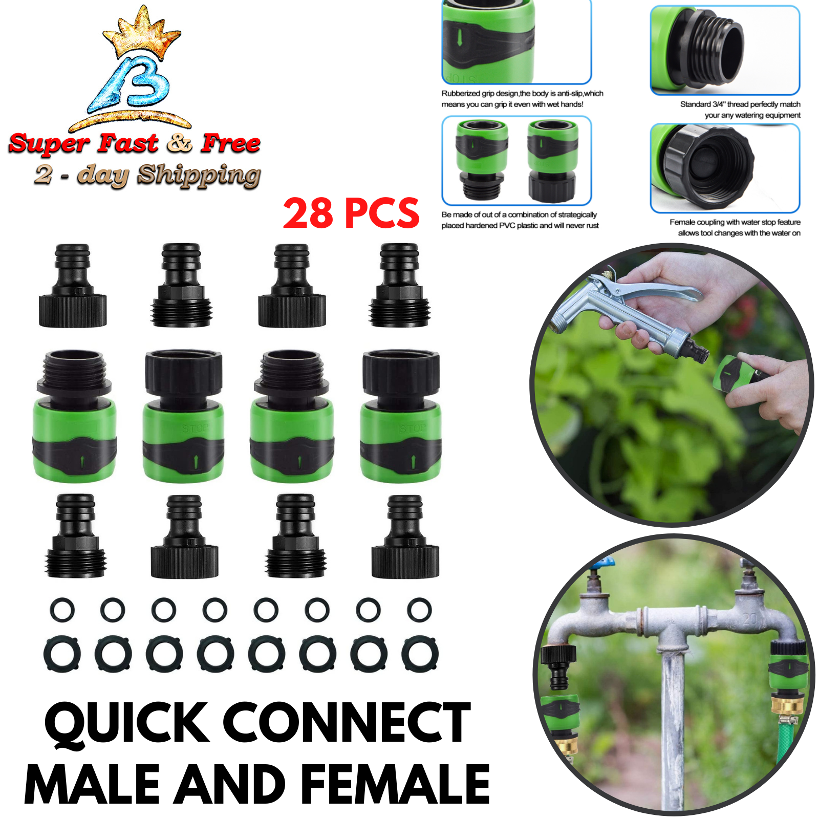 Quick Connect Connectors Fitting With Water Stop Plastic Ada