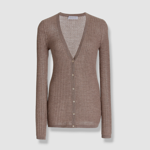 Pre-owned Gabriela Hearst $990  Women's Gray Cashmere/silk Spread Collar Polo Sweater Sz L