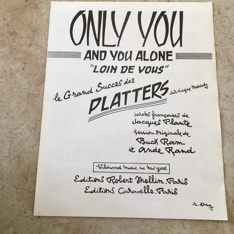 Partition 1954-1955 Platters Â«Â Only You Â«Â Vintage ÃDitions Robert Mellin
