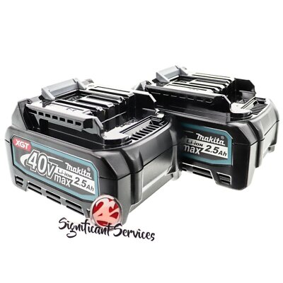 2 Makita BL4025 XGT 40V MAX 2.5 Ah Li-Ion Cordless Battery