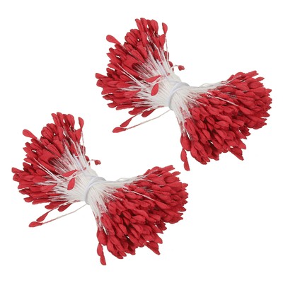 2.5mm Double Heads Flower Stamen, 680 Pcs Artificial Flower Pistil, Rose Red