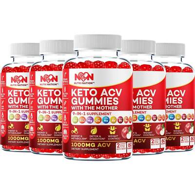 Nutri Nation Keto ACV Gummies 1000mg with the 3 BHB Salts Buy 3 get 2 Free 