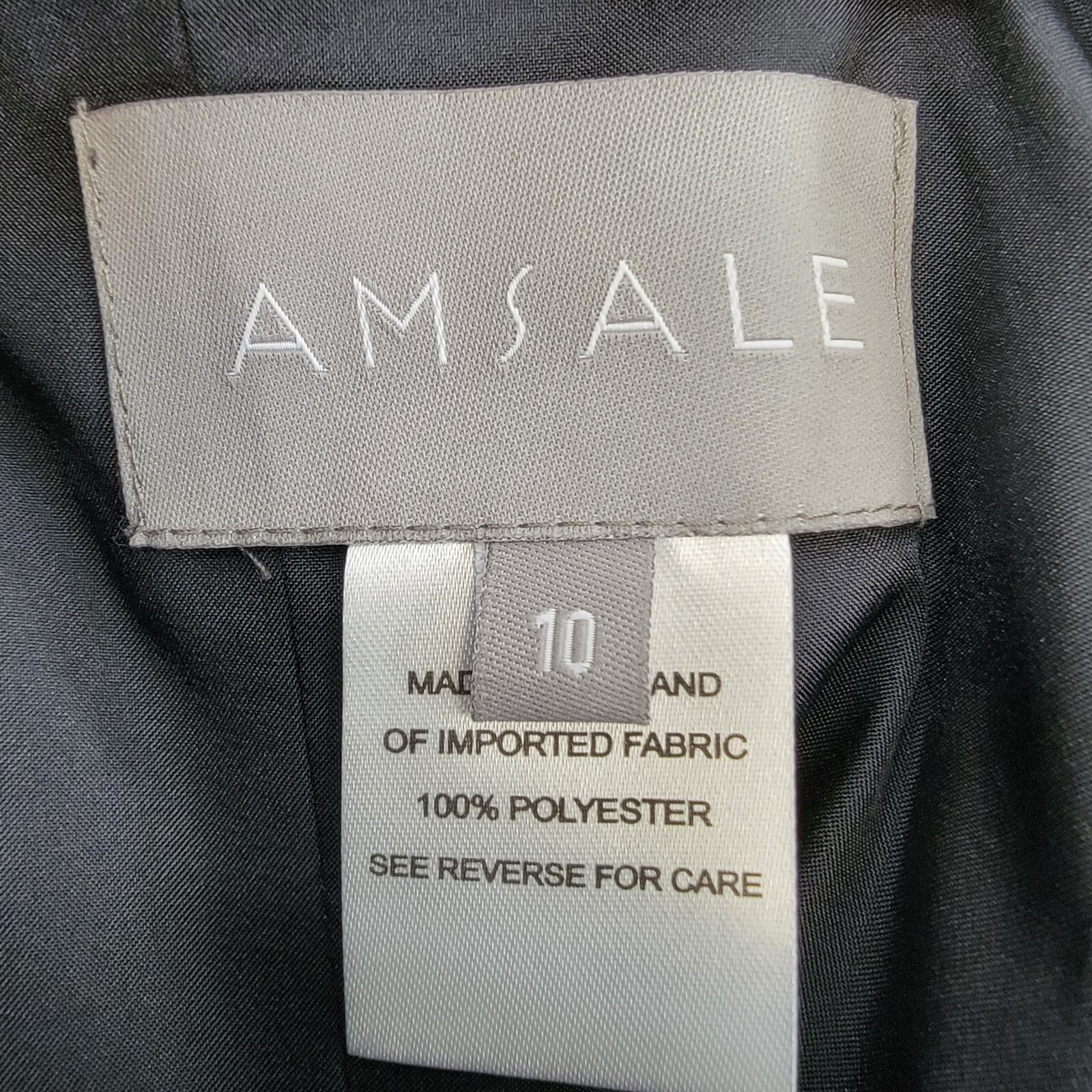 Pre-owned Amsale Stretch Crepe Sequined Bodice Gown Women's 10 Black Square Neck