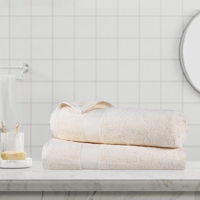 Kendell 2 Piece Egyptian Cotton Bath Sheet Set, Highly-Absorbent, Plush Luxur...
