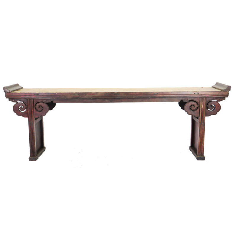 Massive Antique 18th C Qing Dynasty Chinese Carved Spandrel Altar Table 117"