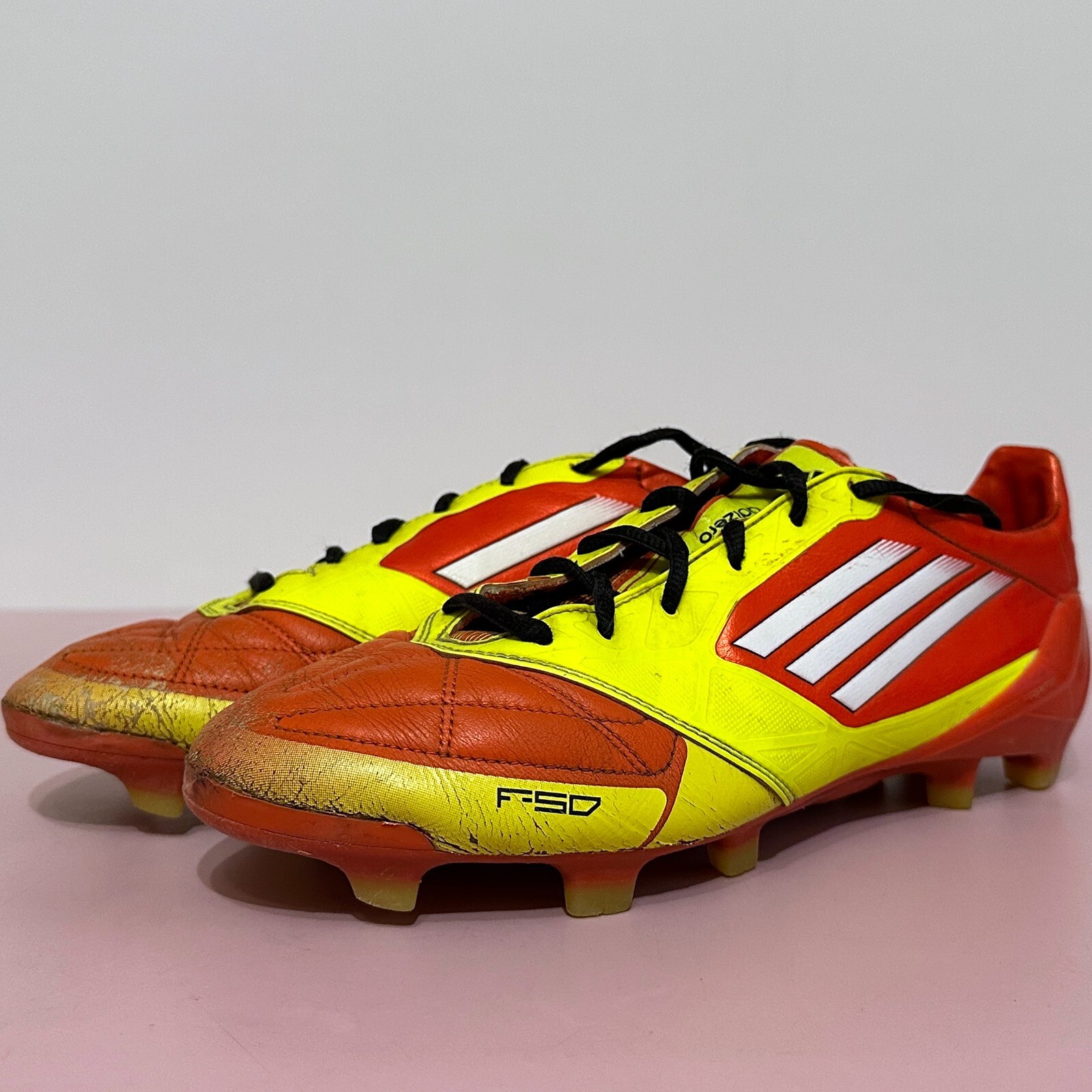 ADIDAS F50 Adizero FG Leather Red Yellow Mens Soccer Cleats