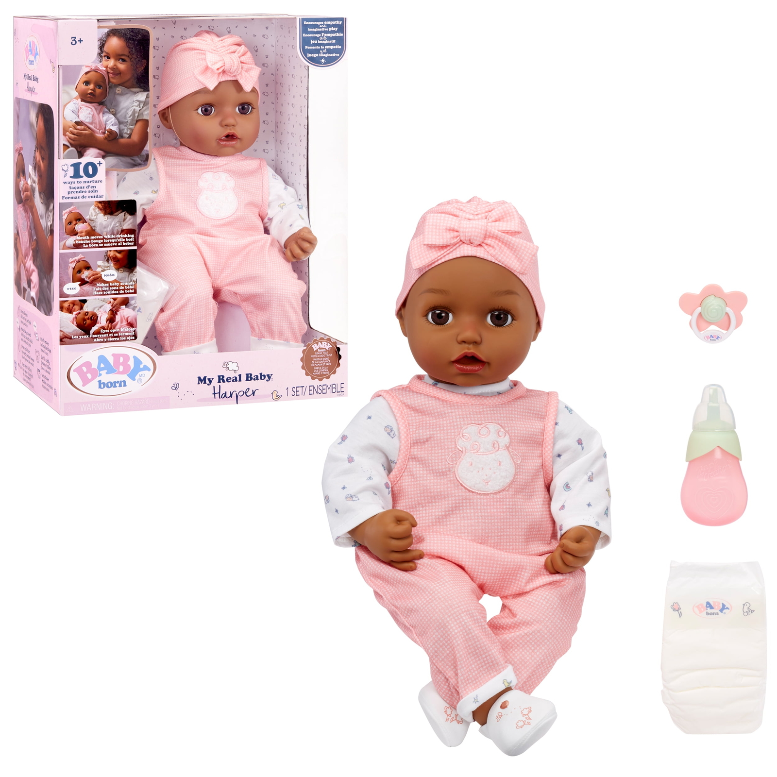 My Real Baby Doll Harper, Dark Brown Eyes, Soft-Bodied, Kids Ages 3+, Sounds