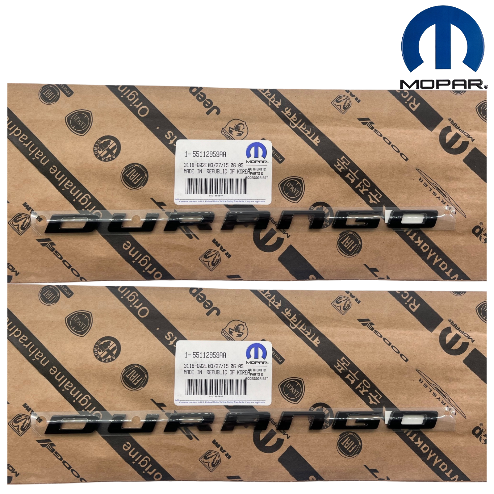 EMBLEM NAMEPLATE BADGES for 2014-2025 DODGE DURANGO GLOSS BLACK (2pc) OEM MOPAR