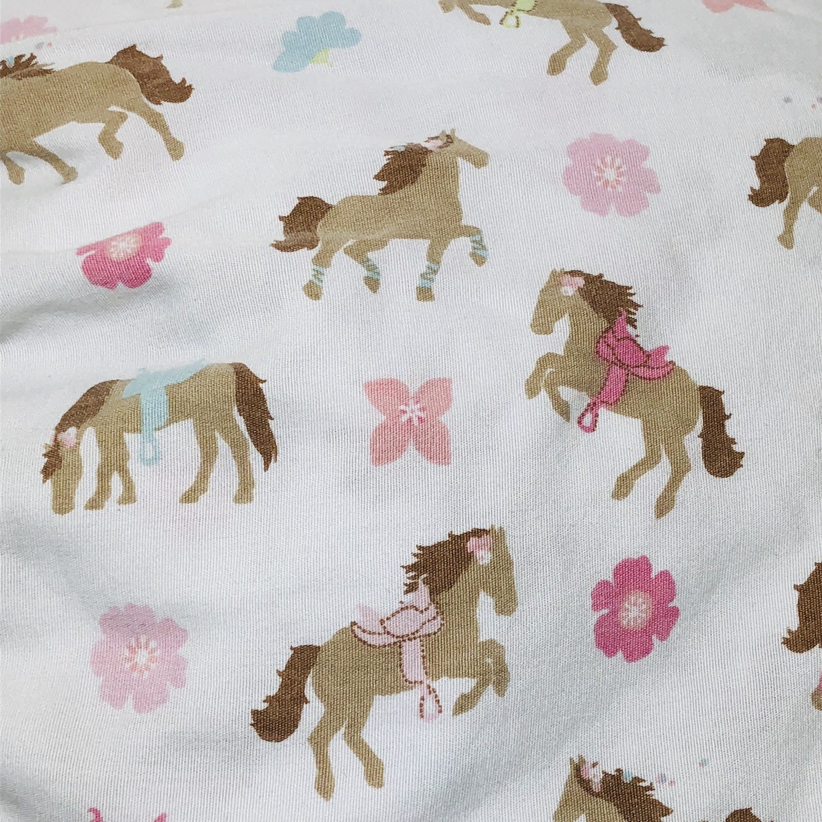 Target Circo Full Fitted Sheet Horses Ponies Flowers White Brown Pink Blue 2011