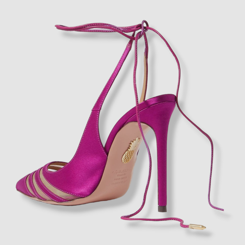 Pre-owned Aquazzura $795  Women's Purple Unfaithful Strappy Pumps Heel Shoes 37.5 Eu/7.5 Us