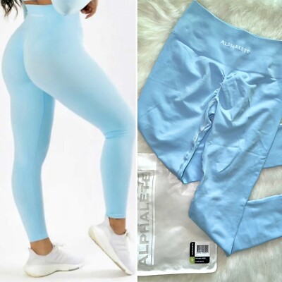 NEW Alphalete Amplify Arctic Blue Leggings Size Medium M Scrunch Seamless