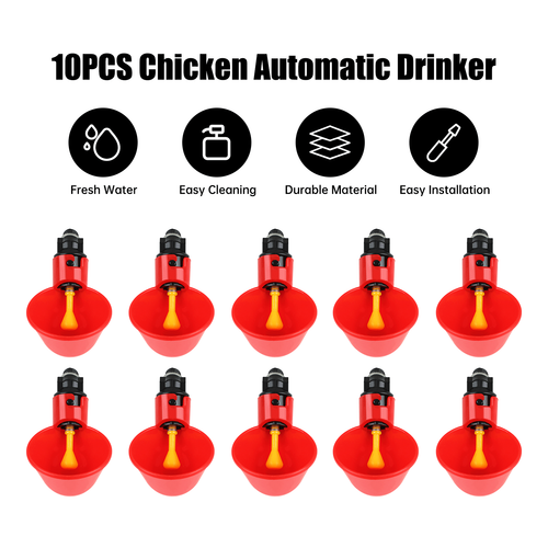 10PC Poultry Water Drinking Cups Automatic Drinker Chicken Hen Duck Quail Feeder