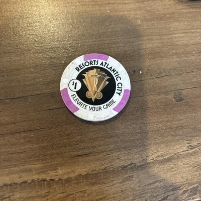 Resorts Atlantic City Elevate Your Game $1 White with Purple Casino Chip