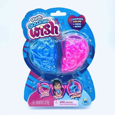 Slime GOOOZE Sqwish & Wish - Blue & Pink- Changes Color to SEAL a WISH! Toy