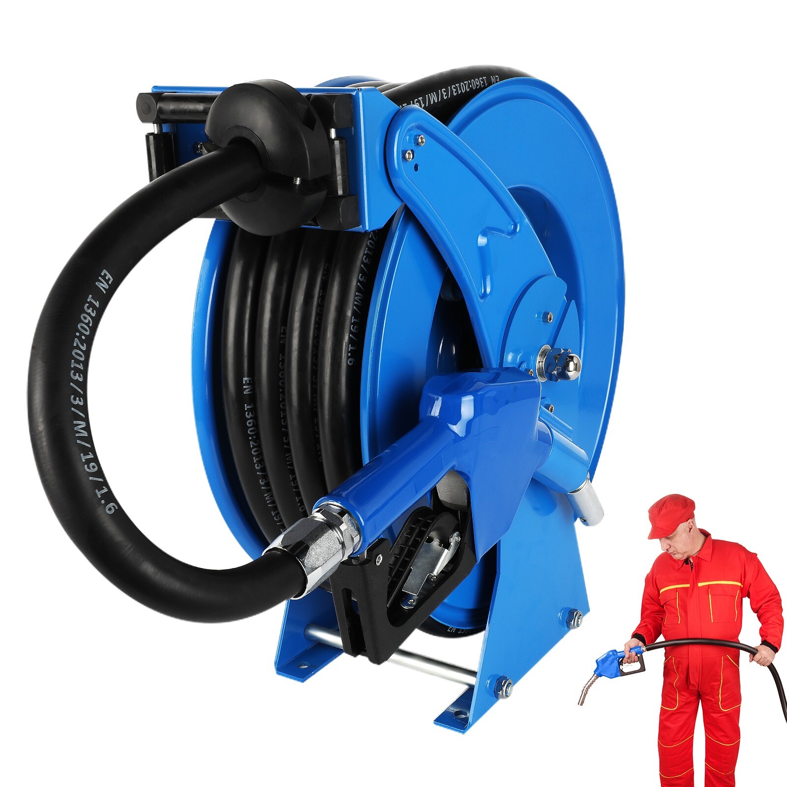 Diesel Fuel Hose Reel Retractable 3/4" x 50' Spring Driven Auto Swivel Rewind
