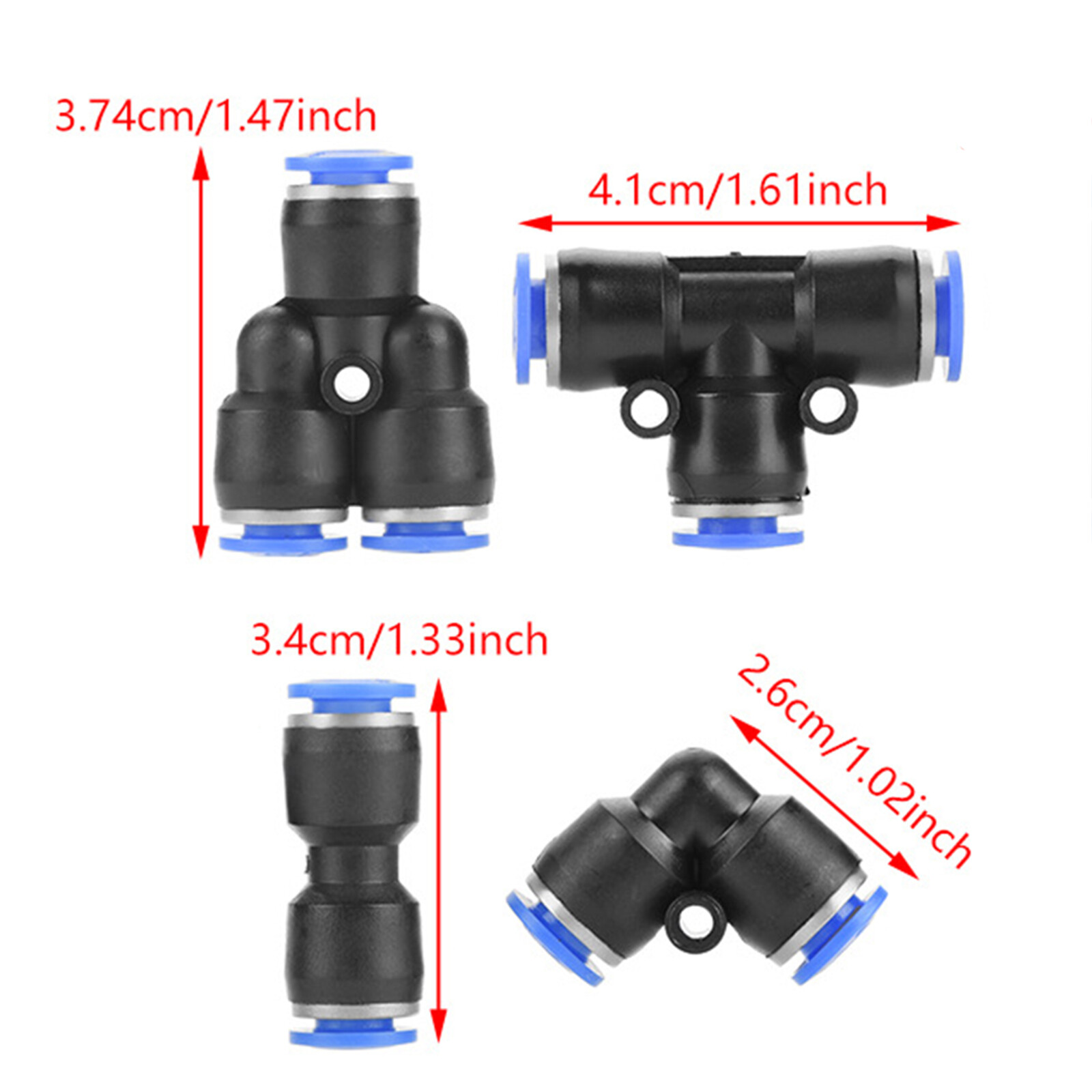 QWORK® 46 teiliges Pneumatisches Quick Push In Anschlussset für 4mm/6mm/8mm  Luftschläuche   inkl. Gerade/Winkel /T /Splitter Anschluss & multifunktionale Adapter