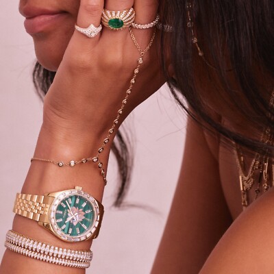 Timex X Jacquie Aiche Legacy Malachite Tribe Eye Flower Watch 36mm