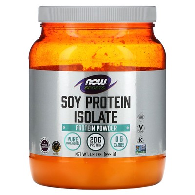 Now Foods, Спортивный изолят соевого протеина, натуральный, без вкуса, 1,2 фунта 544 г