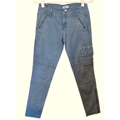 DKNY Womens Blue Grey Skinny Cargo Utility Pants Moto Zip Ankle Stretch Size 2