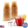 Elegant 9oz Gold and Clear Glitter Plastic Cups (50 Pack) - Fancy Disposable Wedding and Party Cups for Birthdays, Weddings, Holidays