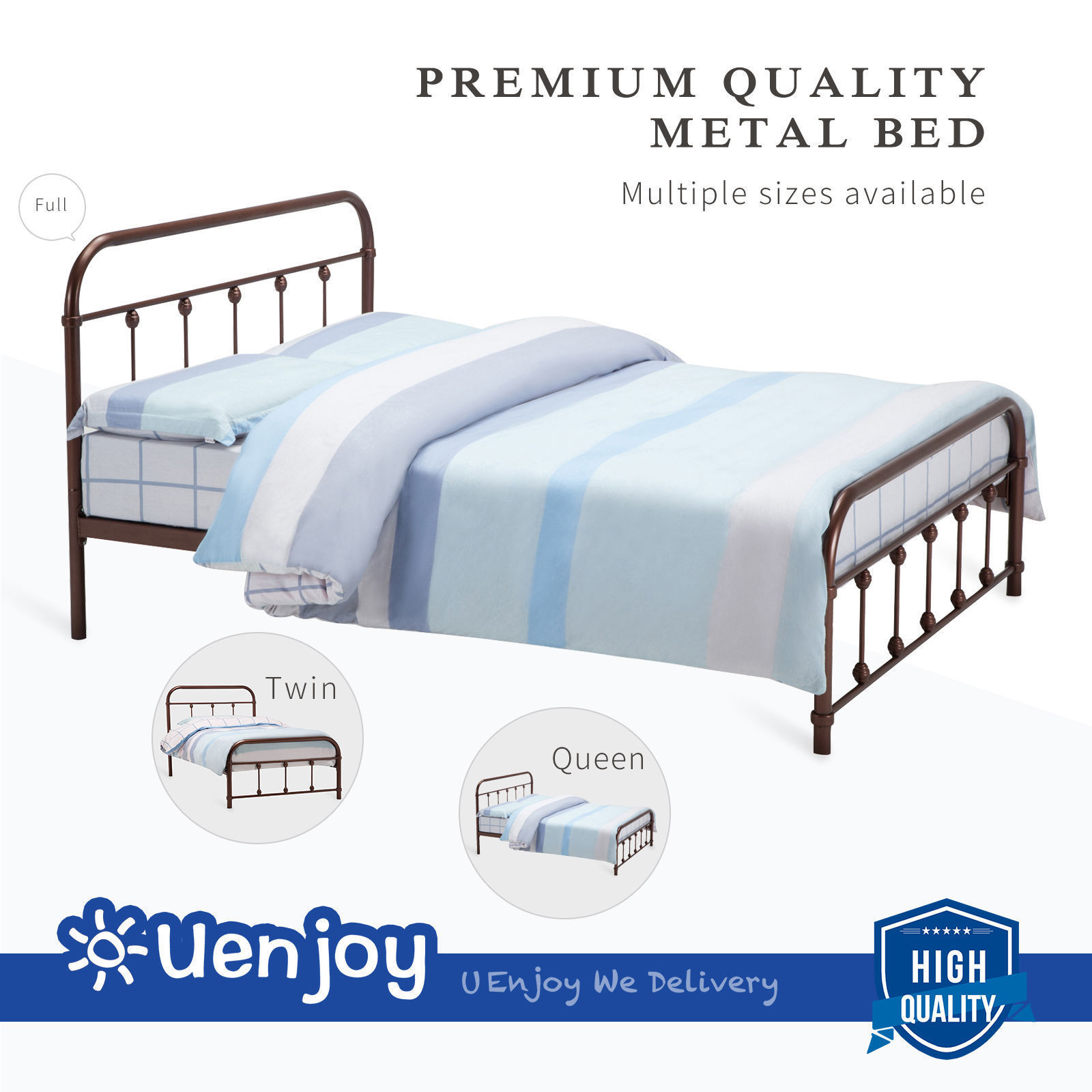 Twin Full Queen Size Vintage Antique Iron Metal Headboard