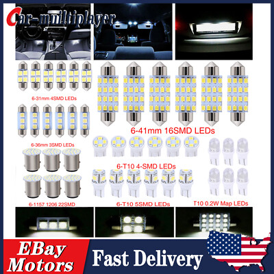42pcs Car Interior White Combo LED Map Dome Door Trunk License Plate Light bulbs