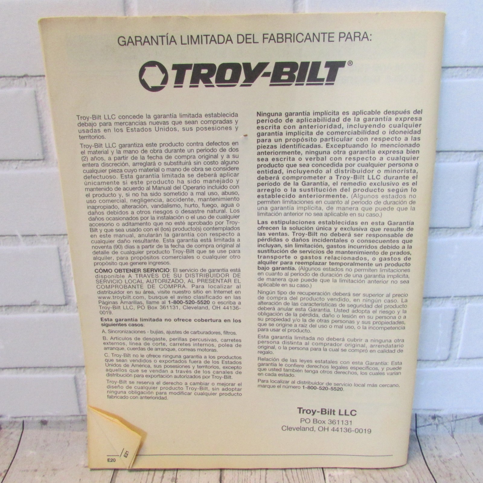 Troy-Bilt Owner's OPERATOR'S MANUAL 2-Cycle Gas String Trimmer Model TB15CS