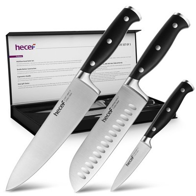 hecef® Küchenmesser Set 3tlg mit ABS Griff Super Scharfes Nichthaftendes Messer