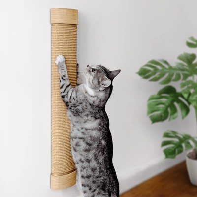 Wall Mounted Cat Scratching Post - Wall Mount Wooden Sisal Cat Scratcher & Ve...