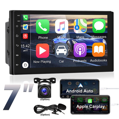 7''Car Apple Carplay Radio Android Auto Double Touch Screen Stereo Bluetooth 2Din
